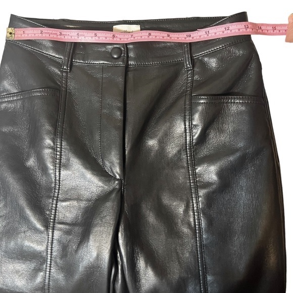 Aritzia Wilfred Rebel High Rise Vegan Leather Straight Leg Black Pants Size 2 26 - Picture 12 of 15
